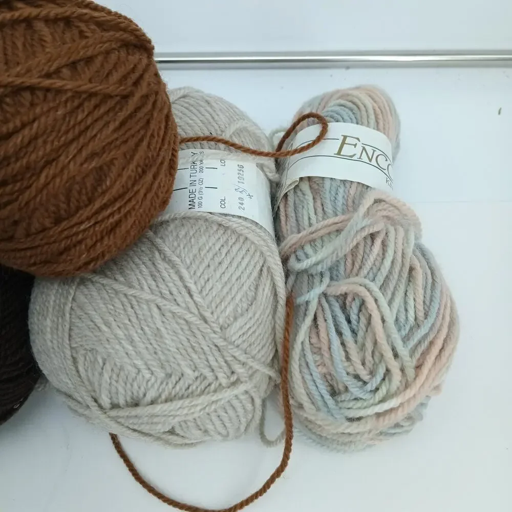 3+ Skeins Plymouth ENCORE Yarn 75%Acrylic 25%Wool THREE Colors 3.5oz